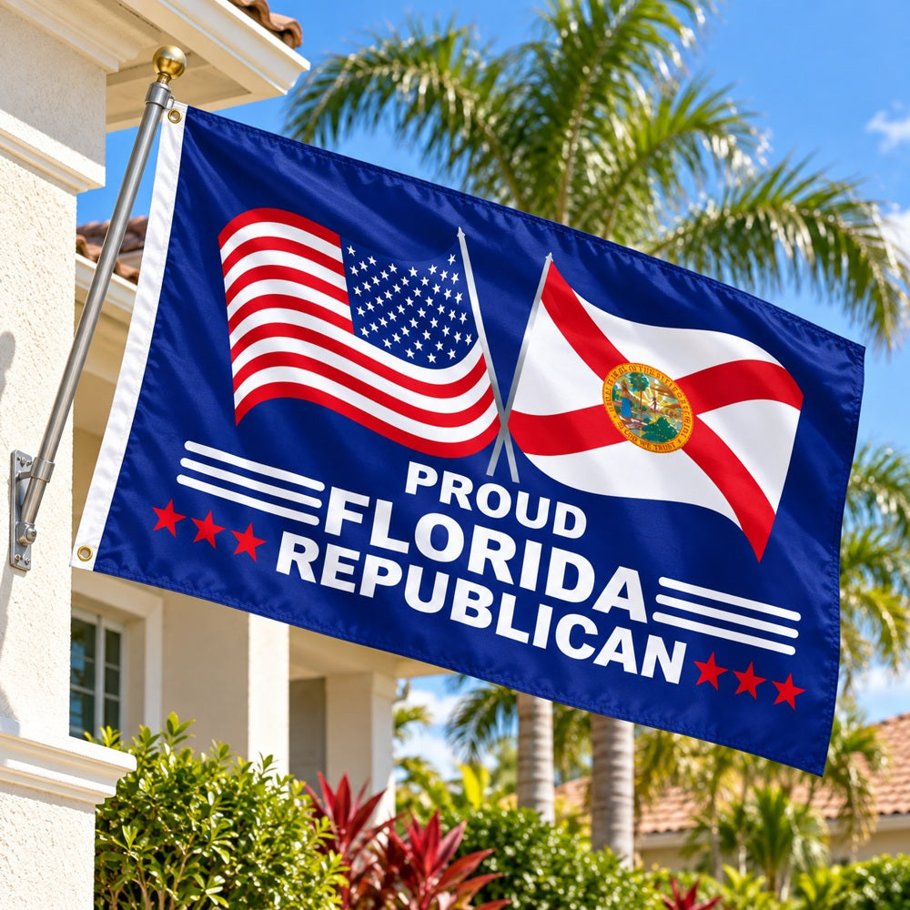 Proud Florida Republican Flag 3x5 displayed outdoors