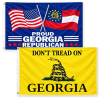 Proud Georgia Republican and Don't Tread on Georgia Flags 3x5 2-Pack