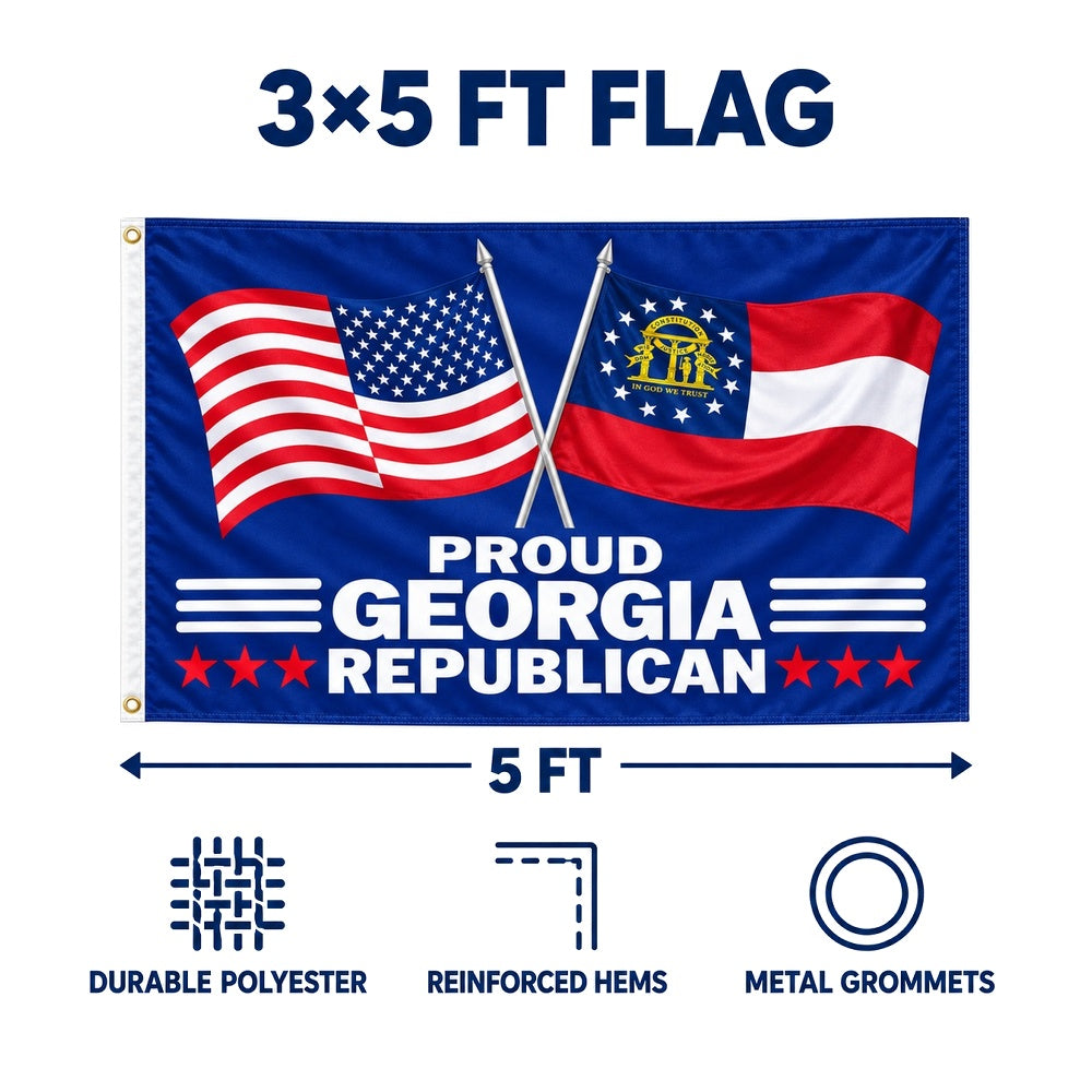 Proud Georgia Republican Flag 3x5 features and size details