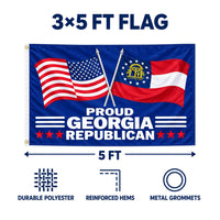 Proud Georgia Republican Flag 3x5 features and size details