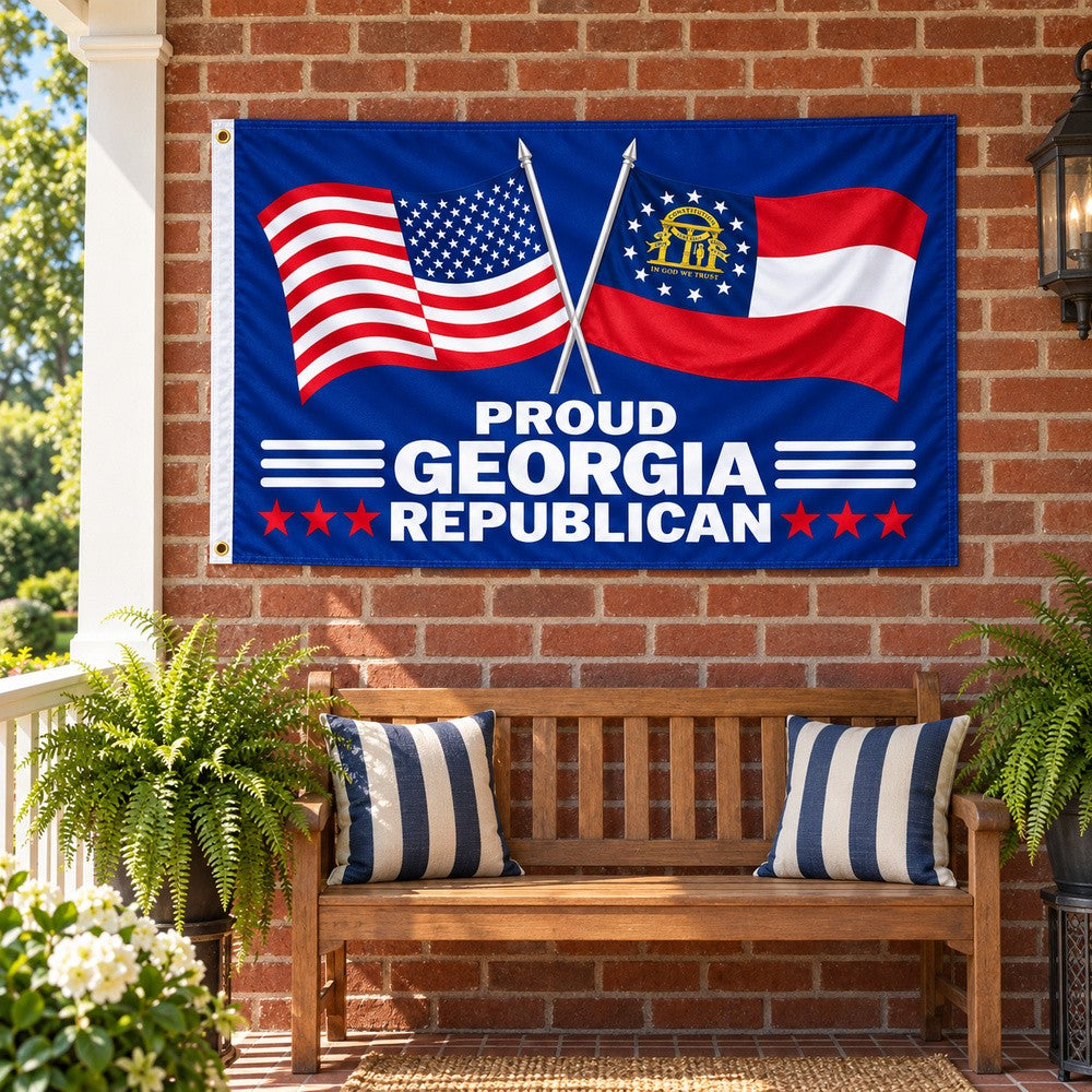 Proud Georgia Republican Flag 3x5 displayed outdoors