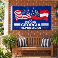 Proud Georgia Republican Flag 3x5 displayed outdoors