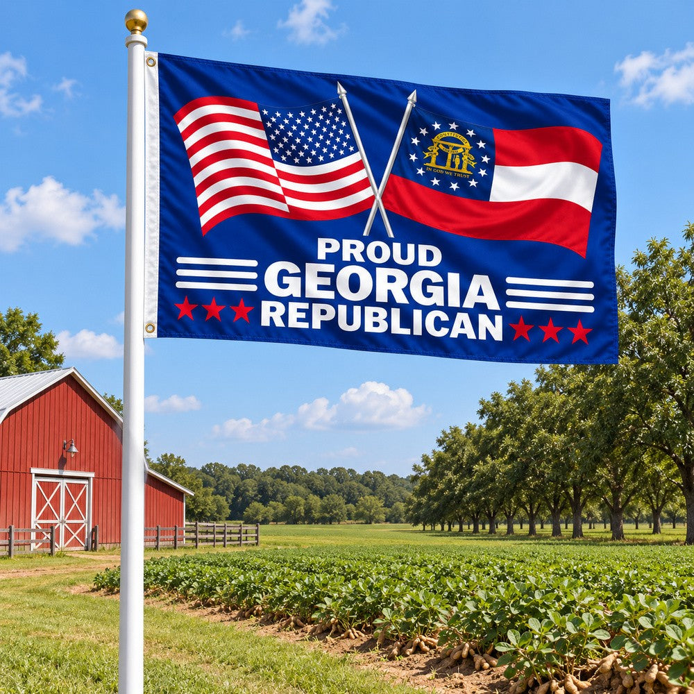Proud Georgia Republican Flag 3x5 displayed outdoors