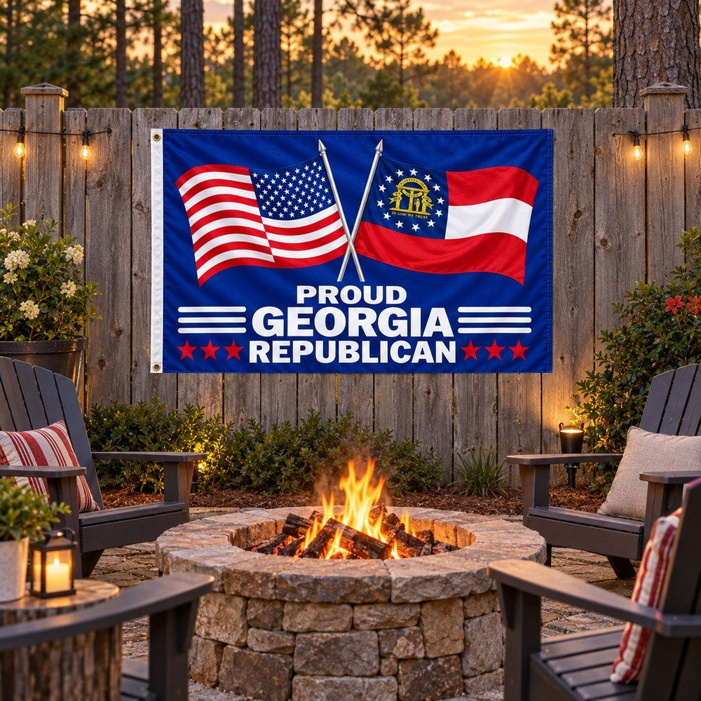 Proud Georgia Republican Flag 3x5 displayed outdoors