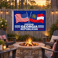 Proud Georgia Republican Flag 3x5 displayed outdoors