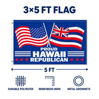 Proud Hawaii Republican Flag 3x5 features and size details