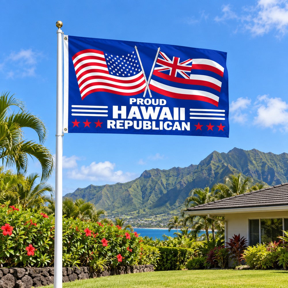 Proud Hawaii Republican Flag 3x5 displayed outdoors