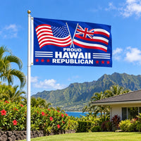 Proud Hawaii Republican Flag 3x5 displayed outdoors
