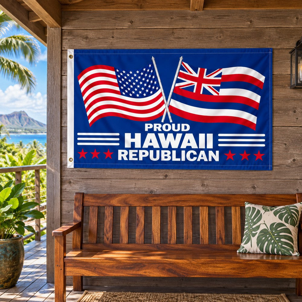 Proud Hawaii Republican Flag 3x5 displayed outdoors