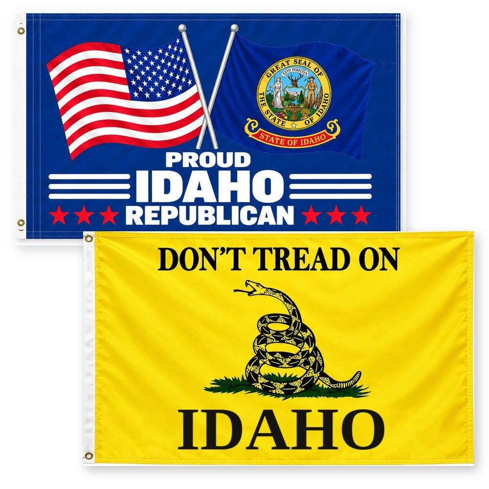 Proud Idaho Republican and Don't Tread on Idaho Flags 3x5 2-Pack