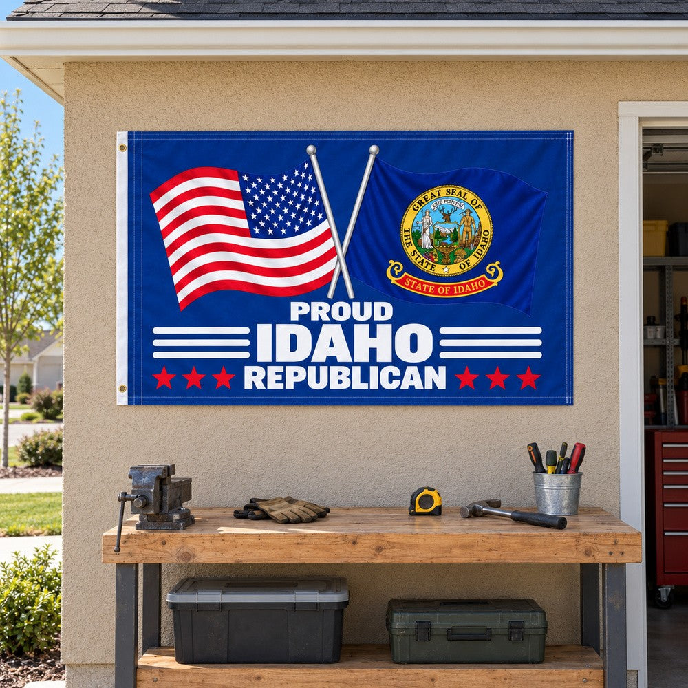 Proud Idaho Republican Flag 3x5 displayed outdoors