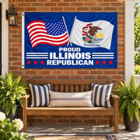 Proud Illinois Republican Flag 3x5 displayed outdoors