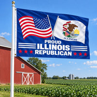 Proud Illinois Republican Flag 3x5 displayed outdoors