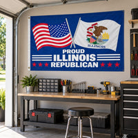 Proud Illinois Republican Flag 3x5 displayed outdoors