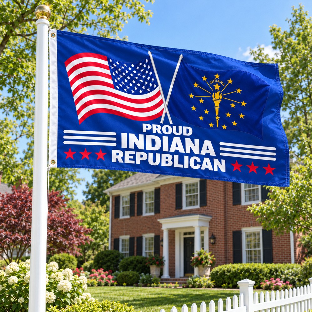 Proud Indiana Republican Flag 3x5 displayed outdoors