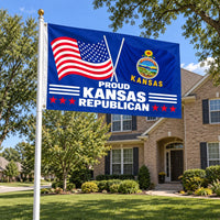 Proud Kansas Republican Flag 3x5 displayed outdoors