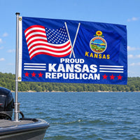 Proud Kansas Republican Flag 3x5 displayed outdoors