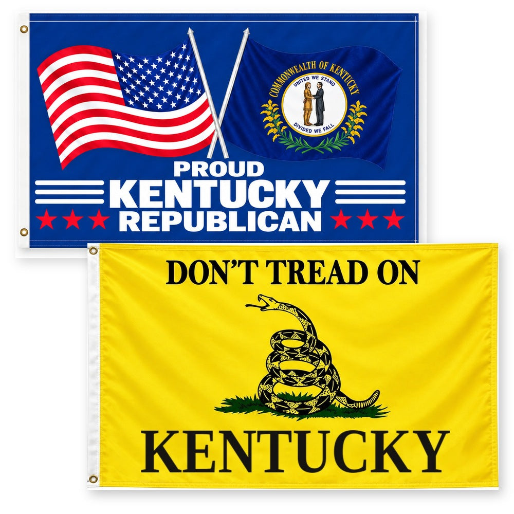 Proud Kentucky Republican and Don't Tread on Kentucky Flags 3x5 2-Pack