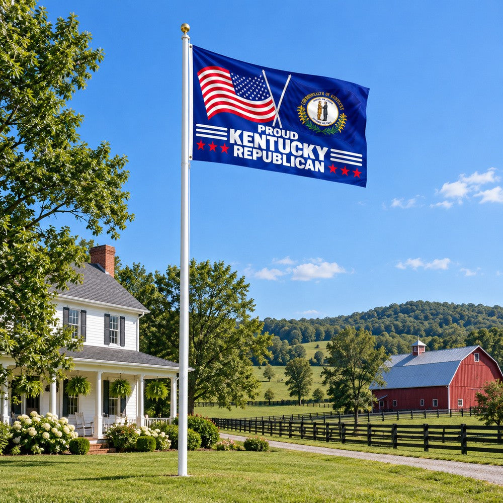 Proud Kentucky Republican Flag 3x5 displayed outdoors