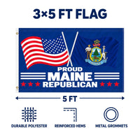 Proud Maine Republican Flag 3x5 features and size details
