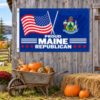Proud Maine Republican Flag 3x5 displayed outdoors