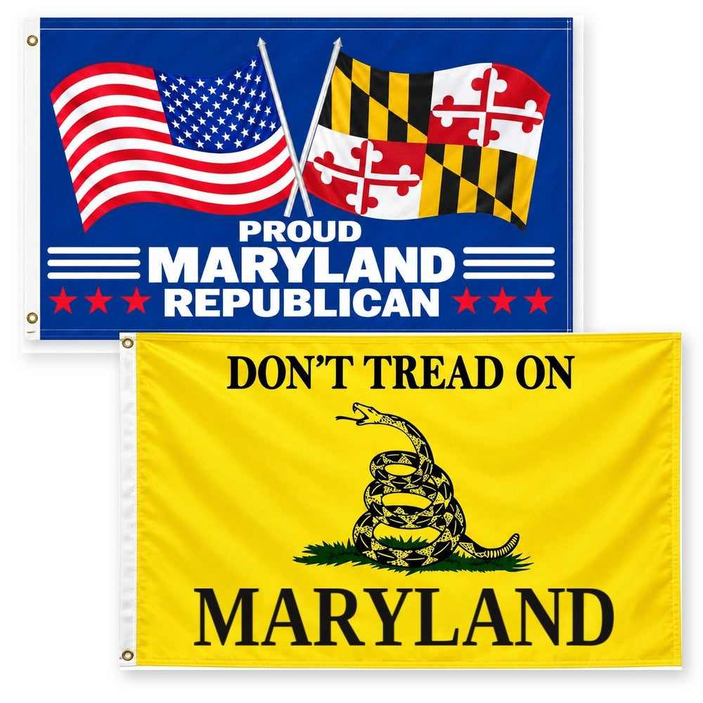 Proud Maryland Republican and Don't Tread on Maryland Flags 3x5 2-Pack