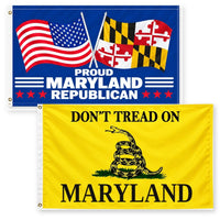 Proud Maryland Republican and Don't Tread on Maryland Flags 3x5 2-Pack