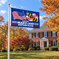 Proud Maryland Republican Flag 3x5 displayed outdoors