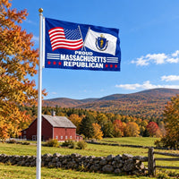 Proud Massachusetts Republican Flag 3x5 displayed outdoors