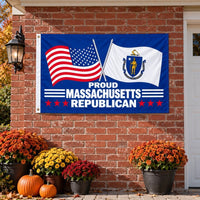 Proud Massachusetts Republican Flag 3x5 displayed outdoors