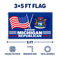 Proud Michigan Republican Flag 3x5 features and size details