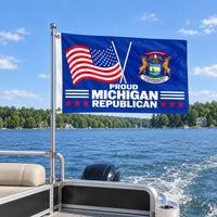 Proud Michigan Republican Flag 3x5 displayed outdoors