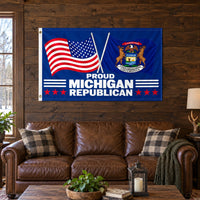 Proud Michigan Republican Flag 3x5 displayed outdoors
