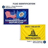 Proud Minnesota Republican and Don't Tread on Minnesota Flags 3x5 2-Pack features and size details