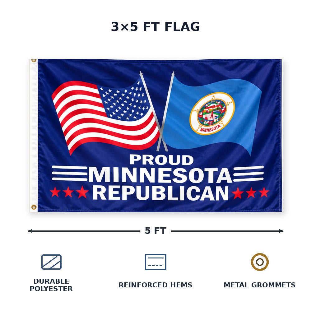 Proud Minnesota Republican Flag 3x5 features and size details