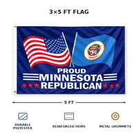 Proud Minnesota Republican Flag 3x5 features and size details