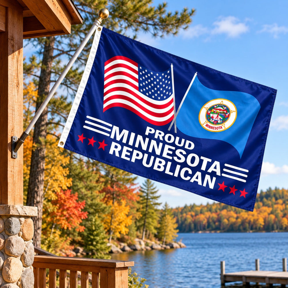 Proud Minnesota Republican Flag 3x5 displayed outdoors