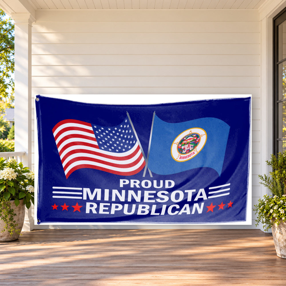 Proud Minnesota Republican Flag 3x5 displayed outdoors
