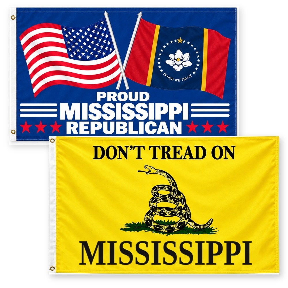 Proud Mississippi Republican and Don't Tread on Mississippi Flags 3x5 2-Pack