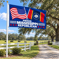 Proud Mississippi Republican Flag 3x5 displayed outdoors