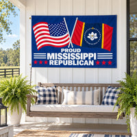 Proud Mississippi Republican Flag 3x5 displayed outdoors