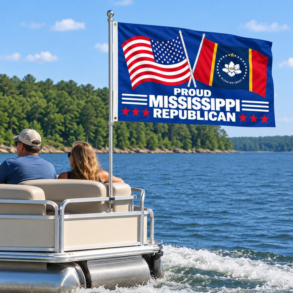 Proud Mississippi Republican Flag 3x5 displayed outdoors