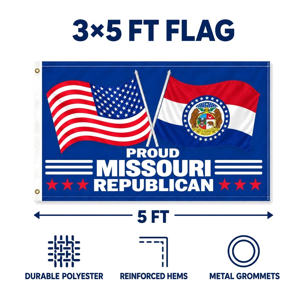 Proud Missouri Republican Flag 3x5 features and size details