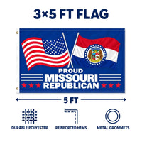 Proud Missouri Republican Flag 3x5 features and size details