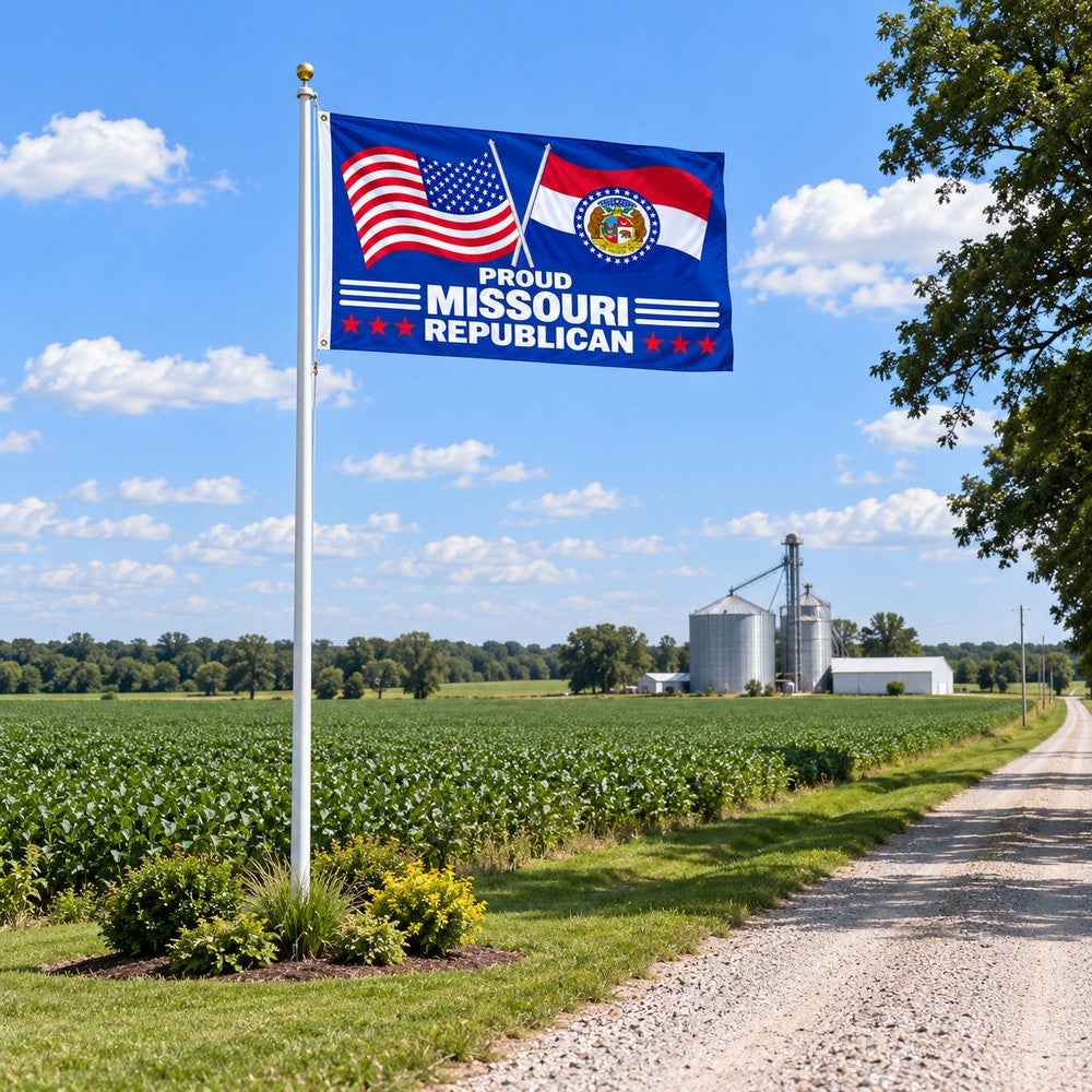 Proud Missouri Republican Flag 3x5 displayed outdoors