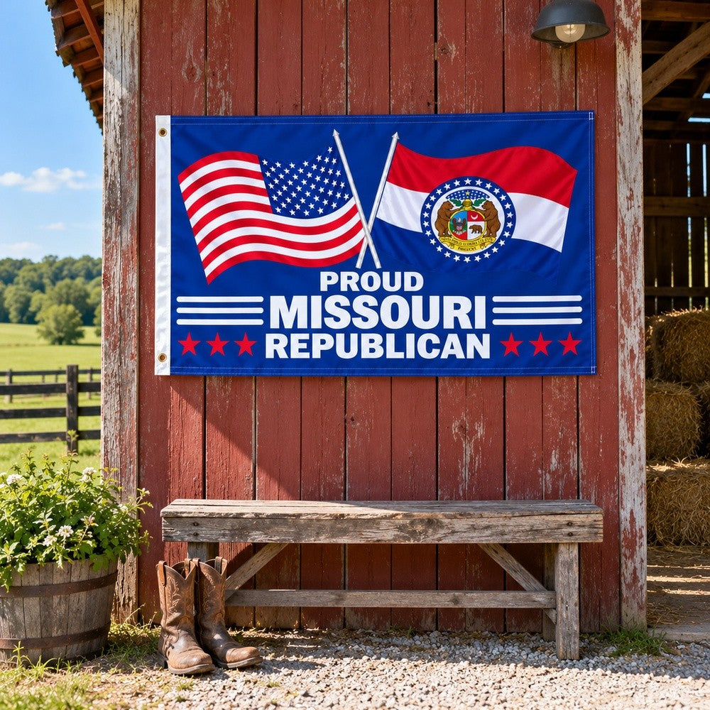 Proud Missouri Republican Flag 3x5 displayed outdoors