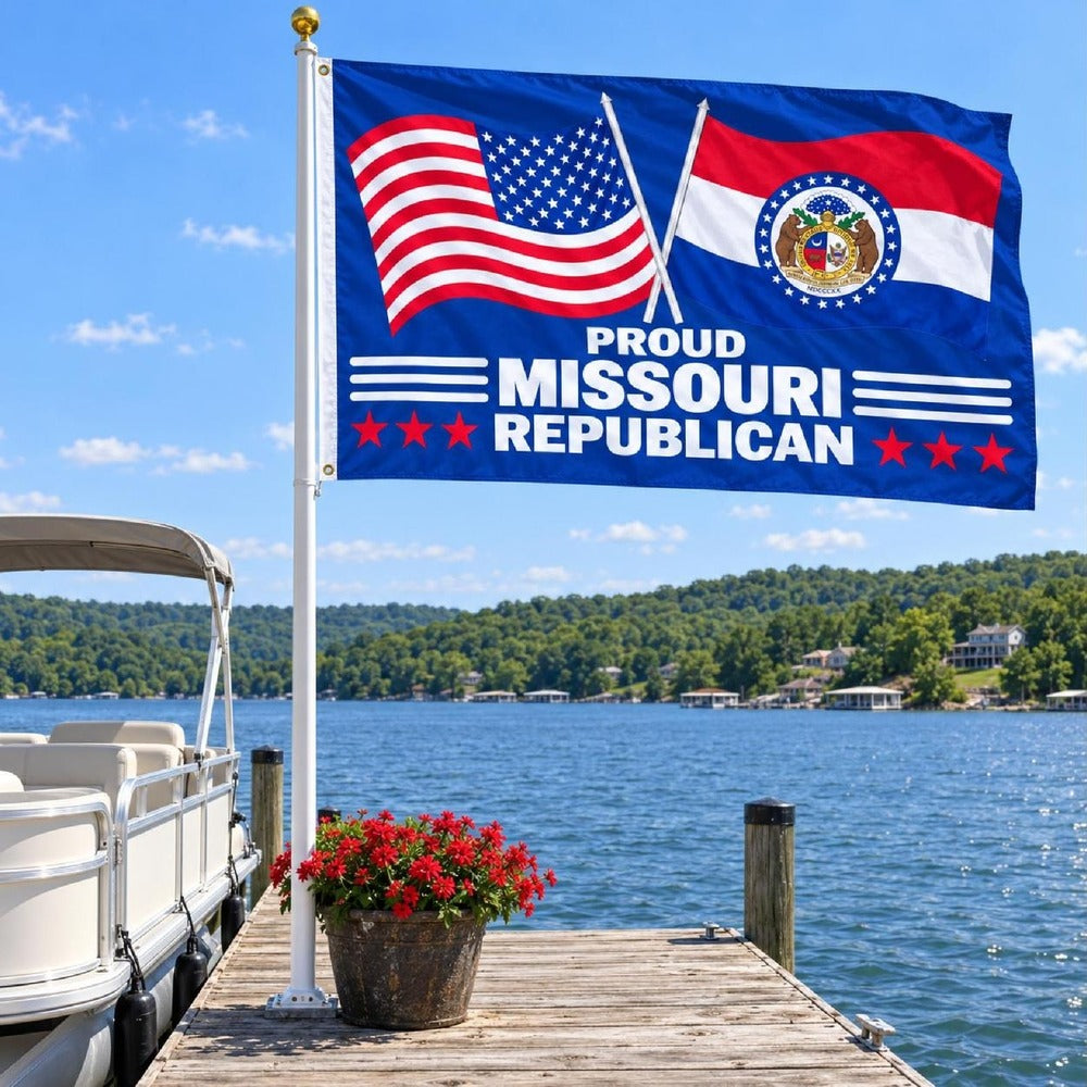 Proud Missouri Republican Flag 3x5 displayed outdoors