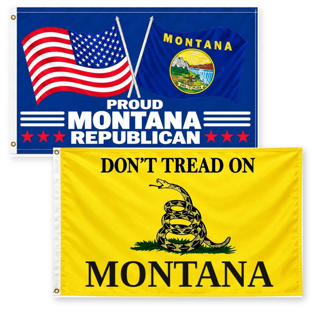 Proud Montana Republican and Don't Tread on Montana Flags 3x5 2-Pack