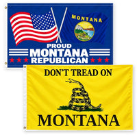 Proud Montana Republican and Don't Tread on Montana Flags 3x5 2-Pack
