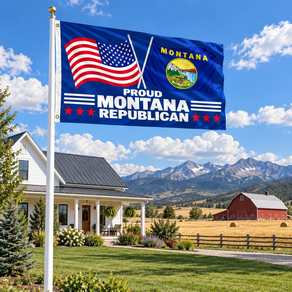 Proud Montana Republican Flag 3x5 displayed outdoors